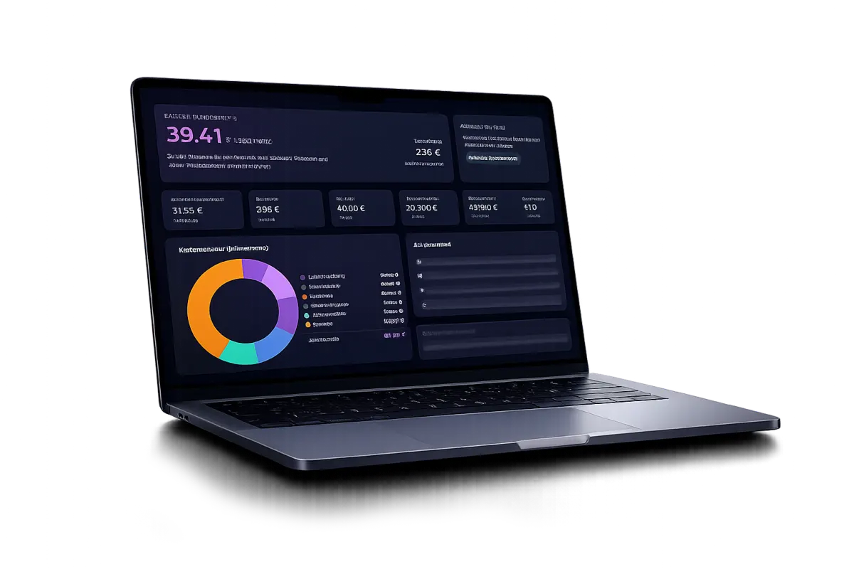 Liquiditäts-Modul – Online-Dashboard im Laptop